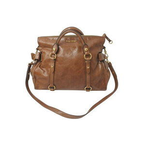 Miu Miu Ribbon Handbag Brown Leather